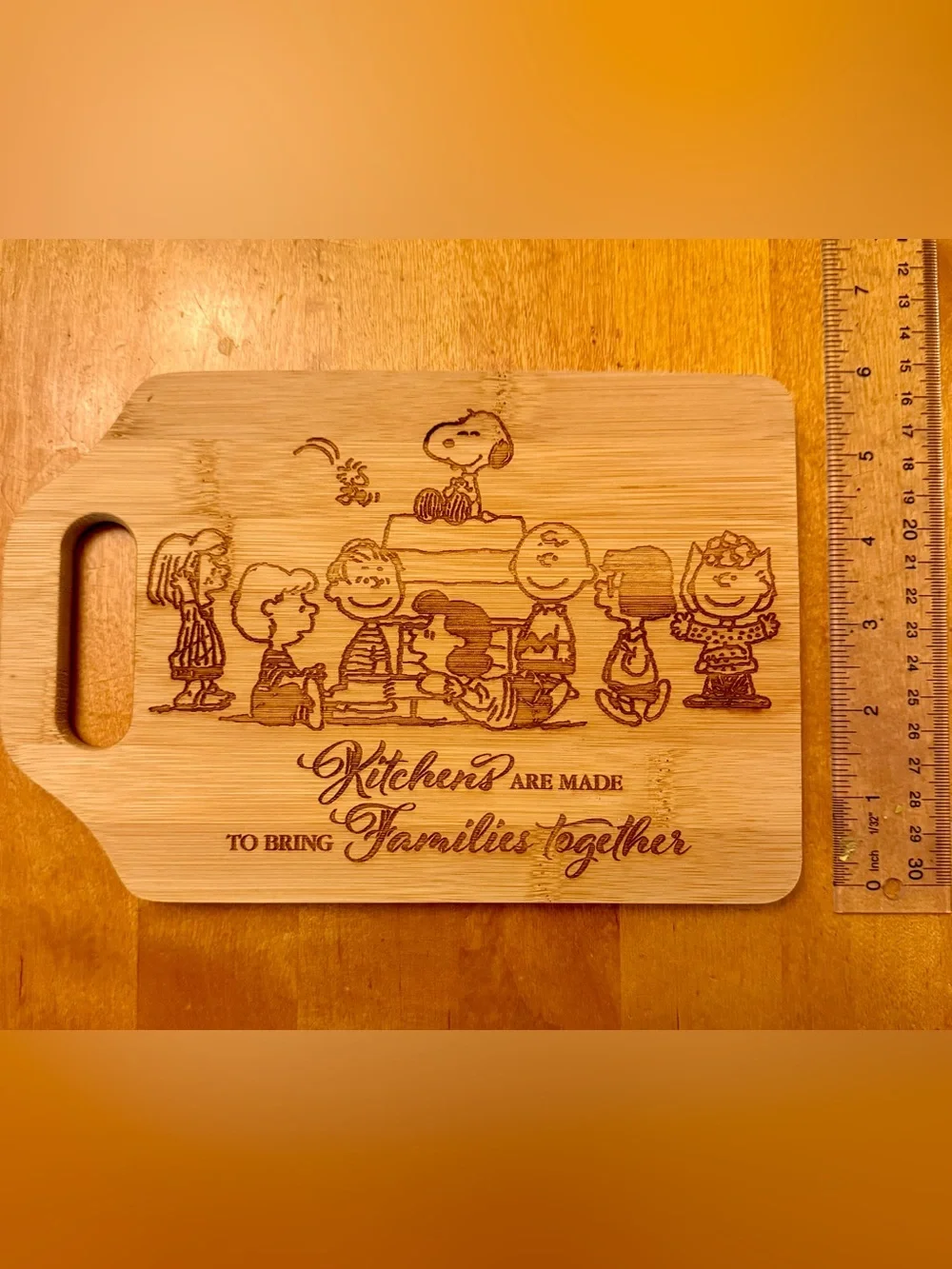Peanuts Wood Engraved Cutting Board with Snoopy & Friends - Natural Bamboo